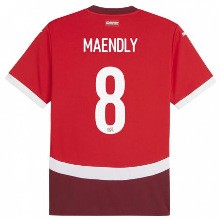 Kandiny Kinder Schweiz Sandy Maendly #8 Rot Heimtrikot Trikot 24-26 T-Shirt