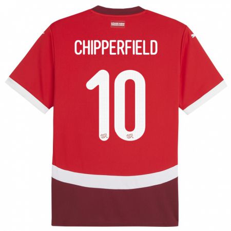 Kandiny Kinder Schweiz Liam Chipperfield #10 Rot Heimtrikot Trikot 24-26 T-Shirt