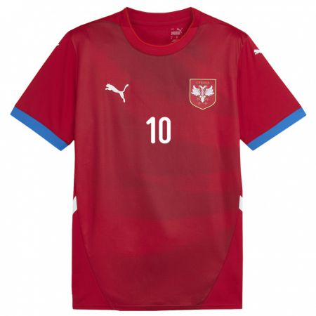 Kandiny Kinder Serbien Dusan Tadic #10 Rot Heimtrikot Trikot 24-26 T-Shirt