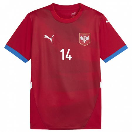 Kandiny Kinder Serbien Vladimir Miletic #14 Rot Heimtrikot Trikot 24-26 T-Shirt