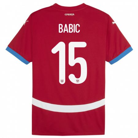 Kandiny Kinder Serbien Srdjan Babic #15 Rot Heimtrikot Trikot 24-26 T-Shirt