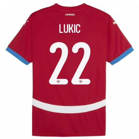 Kandiny Kinder Serbien Sasa Lukic #22 Rot Heimtrikot Trikot 24-26 T-Shirt