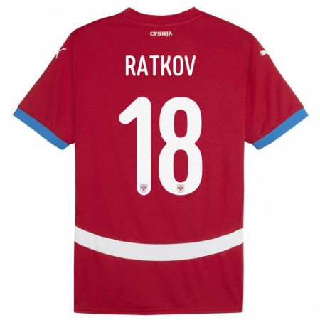 Kandiny Kinder Serbien Petar Ratkov #18 Rot Heimtrikot Trikot 24-26 T-Shirt