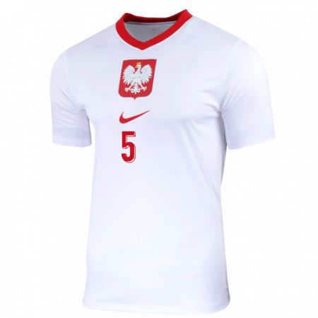 Kandiny Kinder Polen Jan Bednarek #5 Weiß Heimtrikot Trikot 24-26 T-Shirt