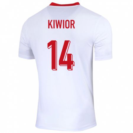 Kandiny Kinder Polen Jakub Kiwior #14 Weiß Heimtrikot Trikot 24-26 T-Shirt