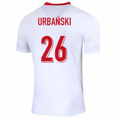 Kandiny Kinder Polen Kacper Urbanski #26 Weiß Heimtrikot Trikot 24-26 T-Shirt