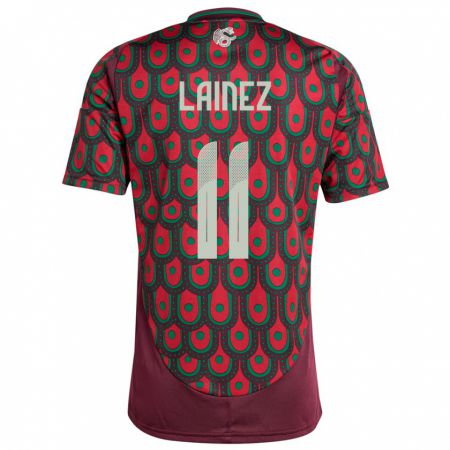 Kandiny Kinder Mexiko Diego Lainez #11 Kastanienbraun Heimtrikot Trikot 24-26 T-Shirt