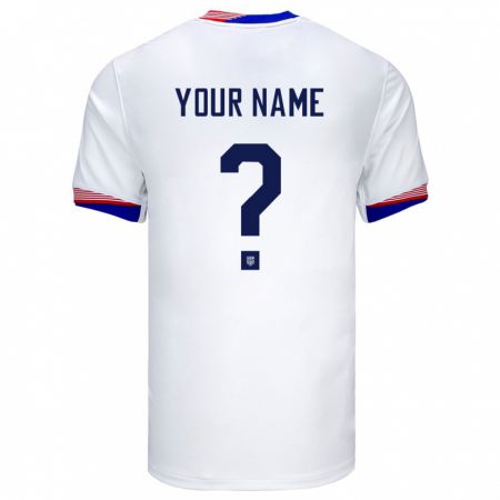 Kandiny Kinder Vereinigte Staaten Ihren Namen #0 Weiß Heimtrikot Trikot 24-26 T-Shirt