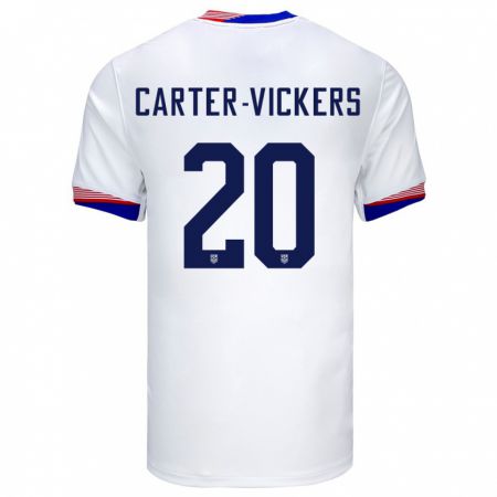 Kandiny Kinder Vereinigte Staaten Cameron Carter-Vickers #20 Weiß Heimtrikot Trikot 24-26 T-Shirt
