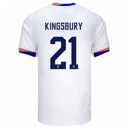 Kandiny Kinder Vereinigte Staaten Aubrey Kingsbury #21 Weiß Heimtrikot Trikot 24-26 T-Shirt