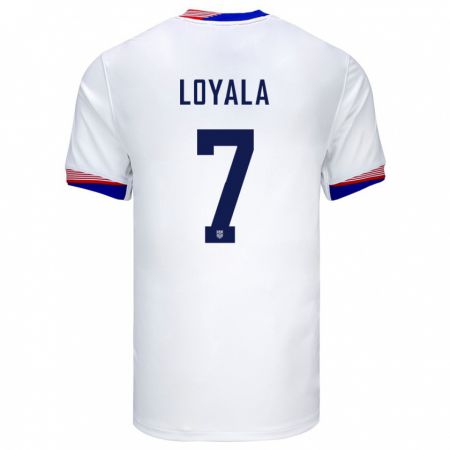Kandiny Kinder Vereinigte Staaten Favian Loyala #7 Weiß Heimtrikot Trikot 24-26 T-Shirt