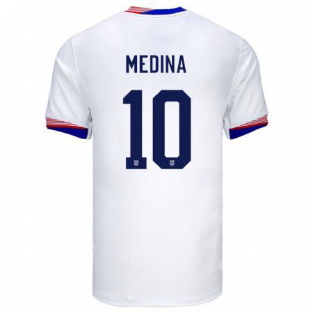 Kandiny Kinder Vereinigte Staaten Cruz Medina #10 Weiß Heimtrikot Trikot 24-26 T-Shirt