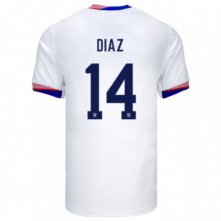 Kandiny Kinder Vereinigte Staaten Christian Diaz #14 Weiß Heimtrikot Trikot 24-26 T-Shirt