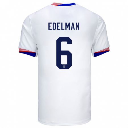 Kandiny Kinder Vereinigte Staaten Daniel Edelman #6 Weiß Heimtrikot Trikot 24-26 T-Shirt