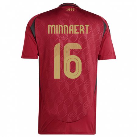 Kandiny Kinder Belgien Marie Minnaert #16 Burgund Heimtrikot Trikot 24-26 T-Shirt