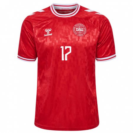 Kandiny Kinder Dänemark Nicolas Madsen #17 Rot Heimtrikot Trikot 24-26 T-Shirt