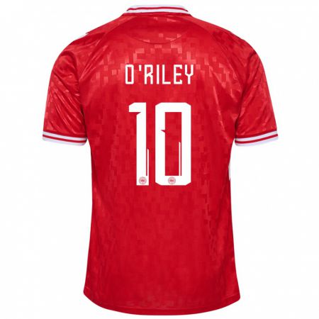 Kandiny Kinder Dänemark Matt O'riley #10 Rot Heimtrikot Trikot 24-26 T-Shirt