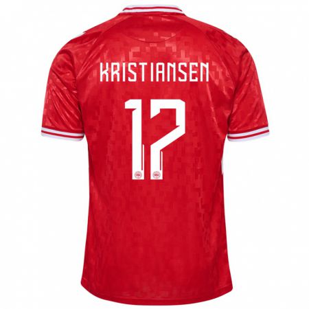 Kandiny Kinder Dänemark Victor Kristiansen #17 Rot Heimtrikot Trikot 24-26 T-Shirt