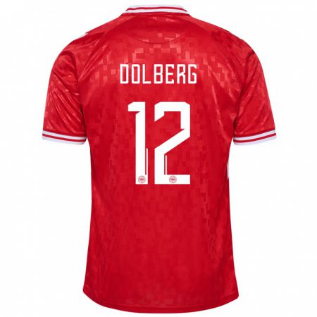 Kandiny Kinder Dänemark Kasper Dolberg #12 Rot Heimtrikot Trikot 24-26 T-Shirt