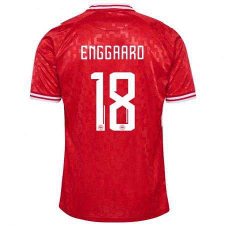 Kandiny Kinder Dänemark Mads Enggaard #18 Rot Heimtrikot Trikot 24-26 T-Shirt