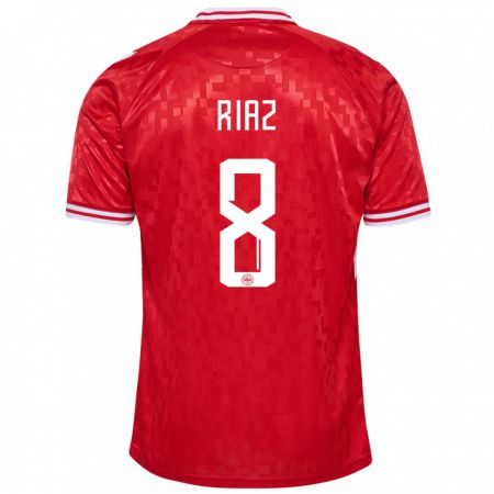 Kandiny Kinder Dänemark Danial Riaz #8 Rot Heimtrikot Trikot 24-26 T-Shirt