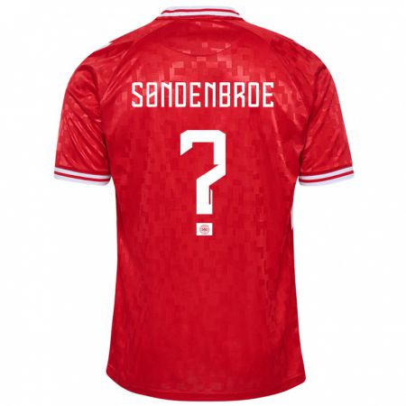 Kandiny Kinder Dänemark Andreas Søndenbroe #0 Rot Heimtrikot Trikot 24-26 T-Shirt