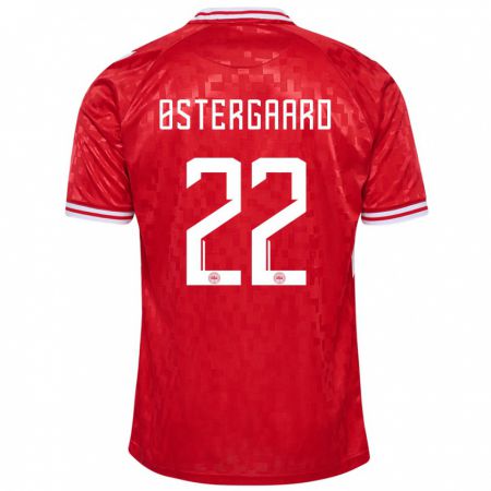 Kandiny Kinder Dänemark Maja Bay Østergaard #22 Rot Heimtrikot Trikot 24-26 T-Shirt