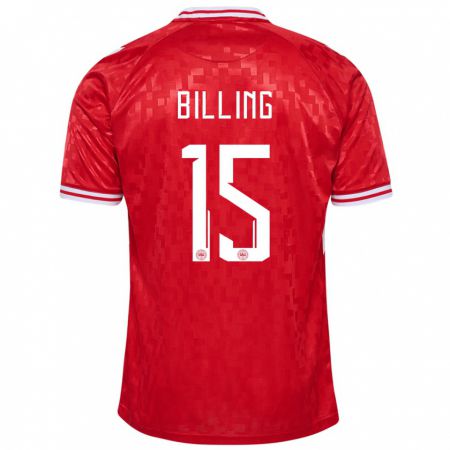 Kandiny Kinder Dänemark Philip Billing #15 Rot Heimtrikot Trikot 24-26 T-Shirt