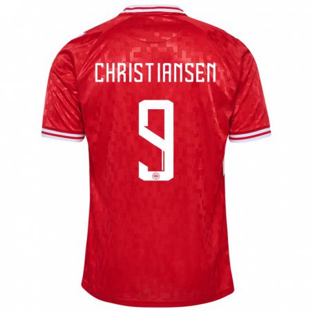 Kandiny Kinder Dänemark Nanna Christiansen #9 Rot Heimtrikot Trikot 24-26 T-Shirt