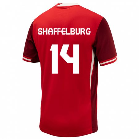 Kandiny Kinder Kanada Jacob Shaffelburg #14 Rot Heimtrikot Trikot 24-26 T-Shirt