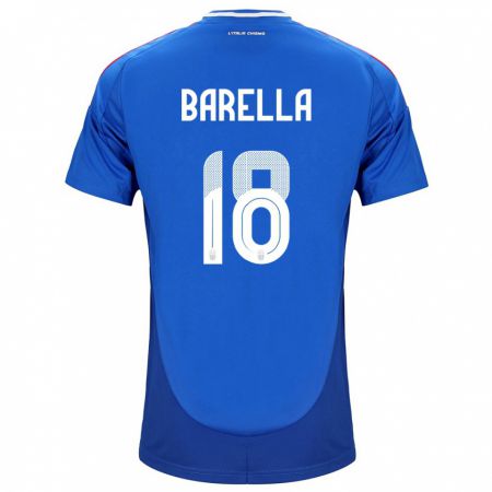 Kandiny Kinder Italien Nicolò Barella #18 Blau Heimtrikot Trikot 24-26 T-Shirt