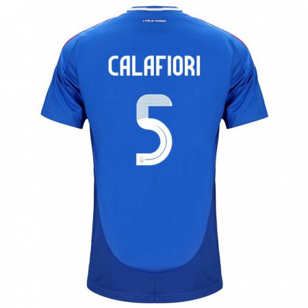 Kandiny Kinder Italien Riccardo Calafiori #5 Blau Heimtrikot Trikot 24-26 T-Shirt