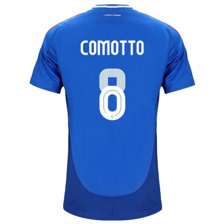 Kandiny Kinder Italien Christian Comotto #8 Blau Heimtrikot Trikot 24-26 T-Shirt