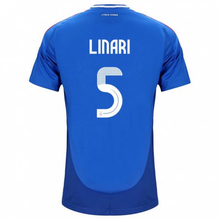 Kandiny Kinder Italien Elena Linari #5 Blau Heimtrikot Trikot 24-26 T-Shirt