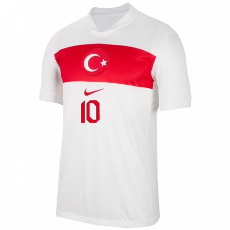 Kandiny Kinder Türkei Hakan Çalhanoğlu #10 Weiß Heimtrikot Trikot 24-26 T-Shirt