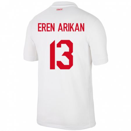 Kandiny Kinder Türkei Muhammed Eren Arıkan #13 Weiß Heimtrikot Trikot 24-26 T-Shirt