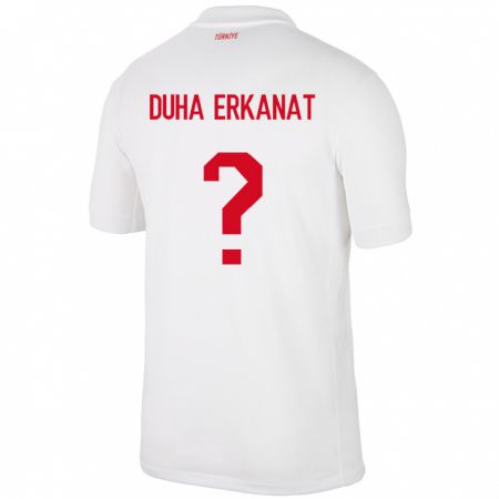 Kandiny Kinder Türkei Ahmet Duha Erkanat #0 Weiß Heimtrikot Trikot 24-26 T-Shirt