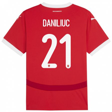 Kandiny Kinder Österreich Flavius Daniliuc #21 Rot Heimtrikot Trikot 24-26 T-Shirt