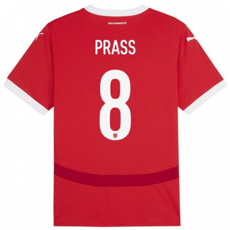 Kandiny Kinder Österreich Alexander Prass #8 Rot Heimtrikot Trikot 24-26 T-Shirt