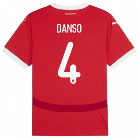 Kandiny Kinder Österreich Kevin Danso #4 Rot Heimtrikot Trikot 24-26 T-Shirt