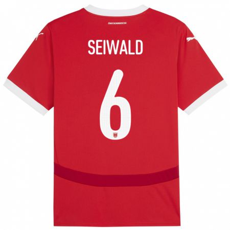 Kandiny Kinder Österreich Nicolas Seiwald #6 Rot Heimtrikot Trikot 24-26 T-Shirt