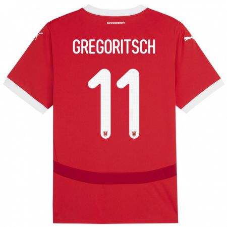 Kandiny Kinder Österreich Michael Gregoritsch #11 Rot Heimtrikot Trikot 24-26 T-Shirt