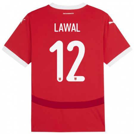 Kandiny Kinder Österreich Tobias Lawal #12 Rot Heimtrikot Trikot 24-26 T-Shirt