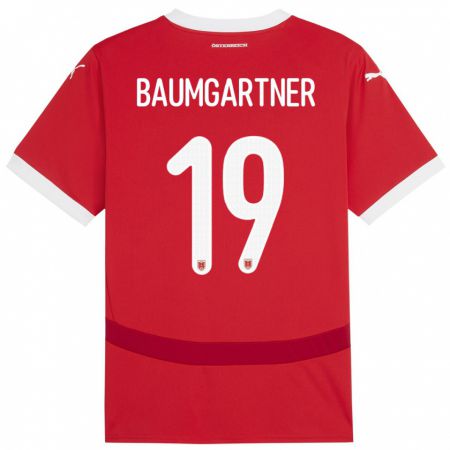 Kandiny Kinder Österreich Christoph Baumgartner #19 Rot Heimtrikot Trikot 24-26 T-Shirt