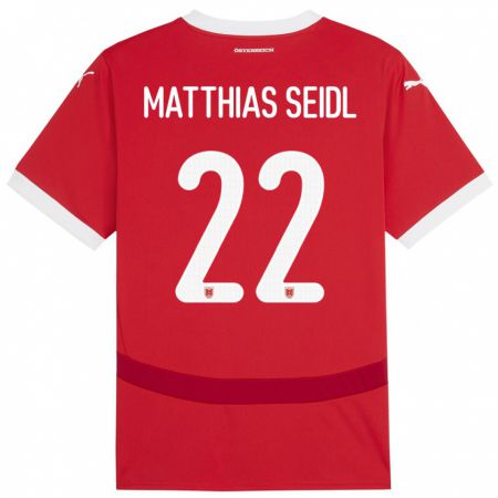 Kandiny Kinder Österreich Matthias Seidl #22 Rot Heimtrikot Trikot 24-26 T-Shirt