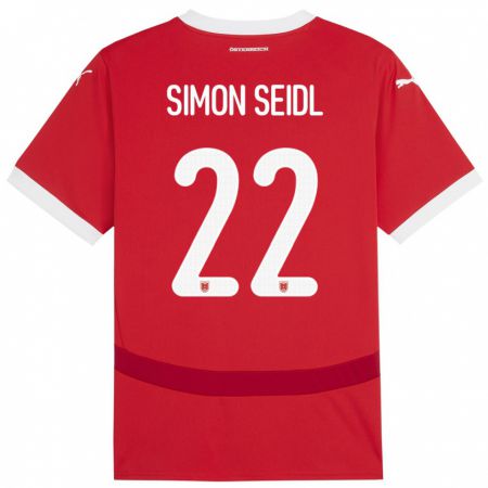 Kandiny Kinder Österreich Simon Seidl #22 Rot Heimtrikot Trikot 24-26 T-Shirt