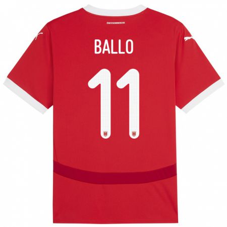 Kandiny Kinder Österreich Thierno Ballo #11 Rot Heimtrikot Trikot 24-26 T-Shirt