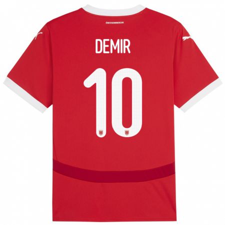 Kandiny Kinder Österreich Yusuf Demir #10 Rot Heimtrikot Trikot 24-26 T-Shirt