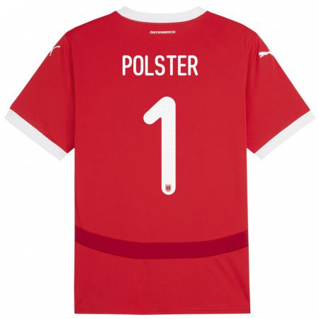 Kandiny Kinder Österreich Nikolas Polster #1 Rot Heimtrikot Trikot 24-26 T-Shirt
