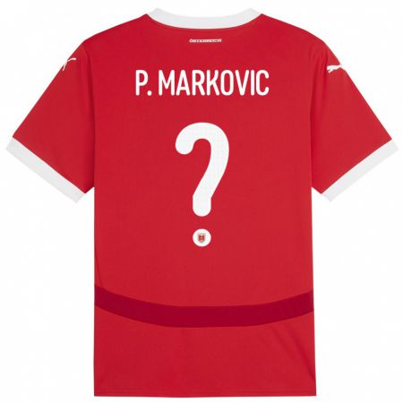 Kandiny Kinder Österreich Petar Markovic #0 Rot Heimtrikot Trikot 24-26 T-Shirt